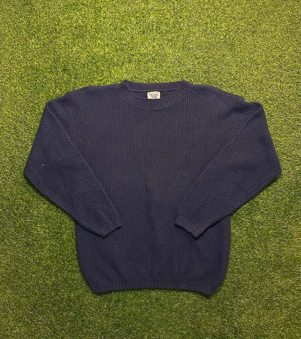Vintage 1990s Huntington Ridge Crewneck Sweater Navy Blue Knit